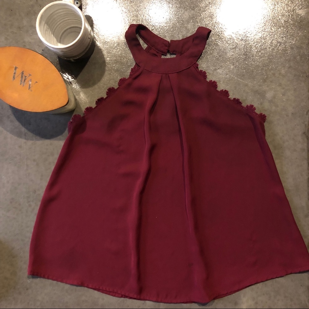 High Neck Maroon Tank